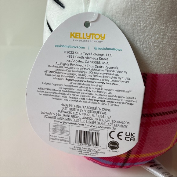 Squishmallow Kellytoy Plush Hello Kitty Sanrio 8" Hello Kitty Plaid New with Tag - Picture 6 of 6